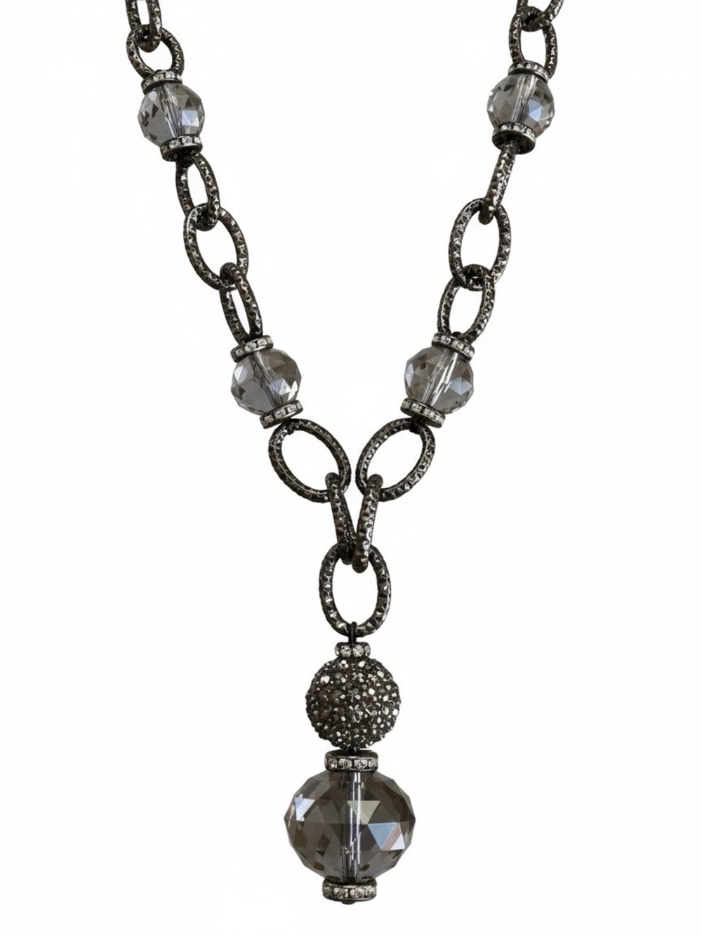 🖤✨ Vera Wang Gunmetal Crystal Statement Necklace | Chunky Oversized
